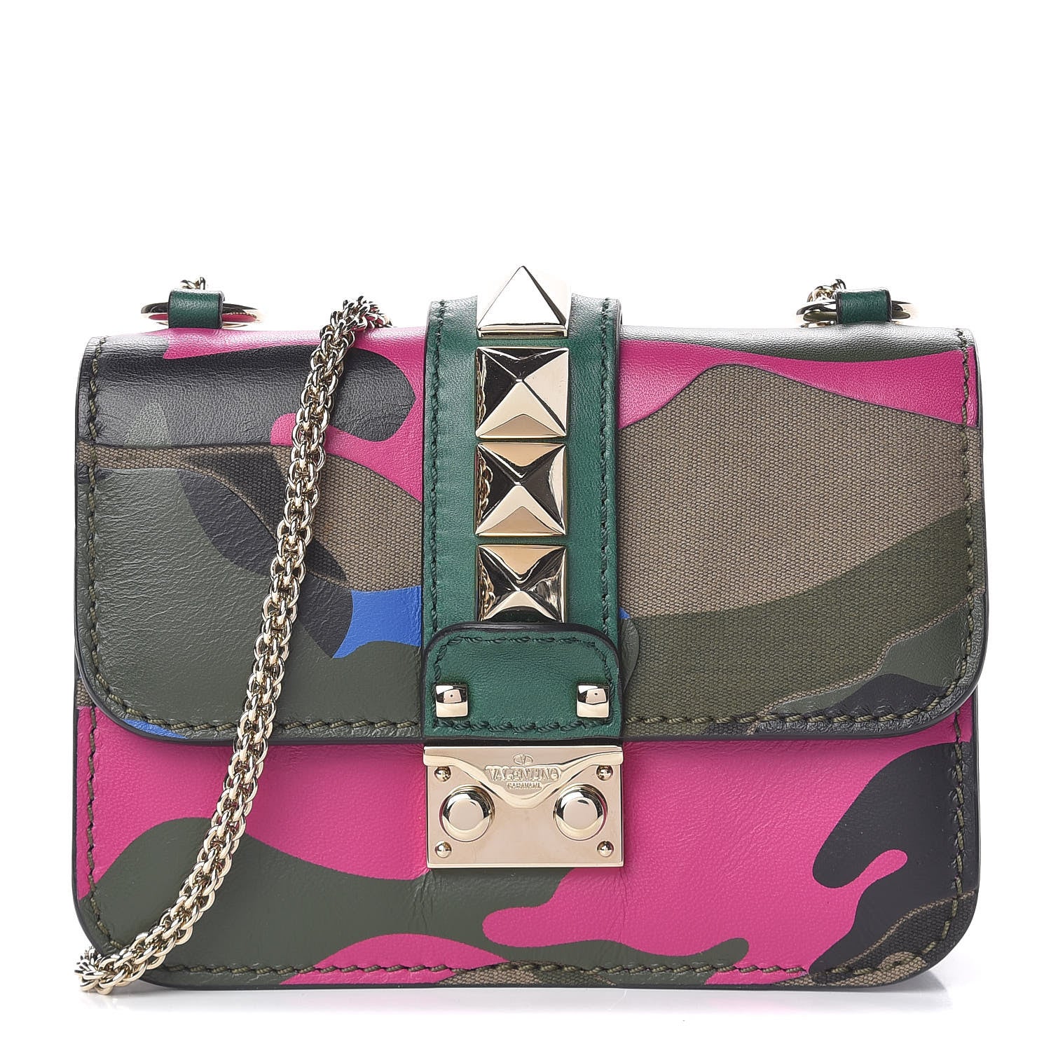 Valentino Garavani Nappa Canvas Camouflage Mini Glam Lock Rockstud Flap Multicolor 1 of 12