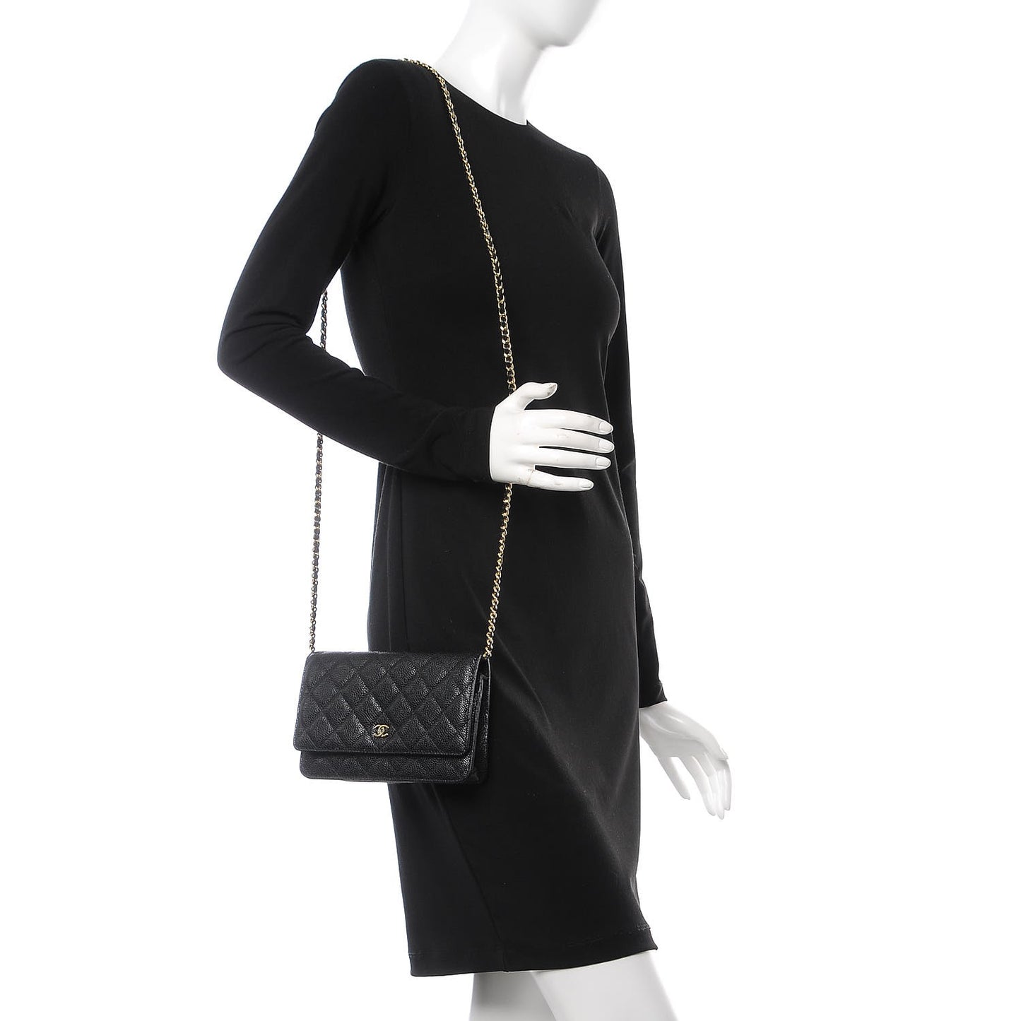Caviar Quilted Wallet On Chain WOC Black