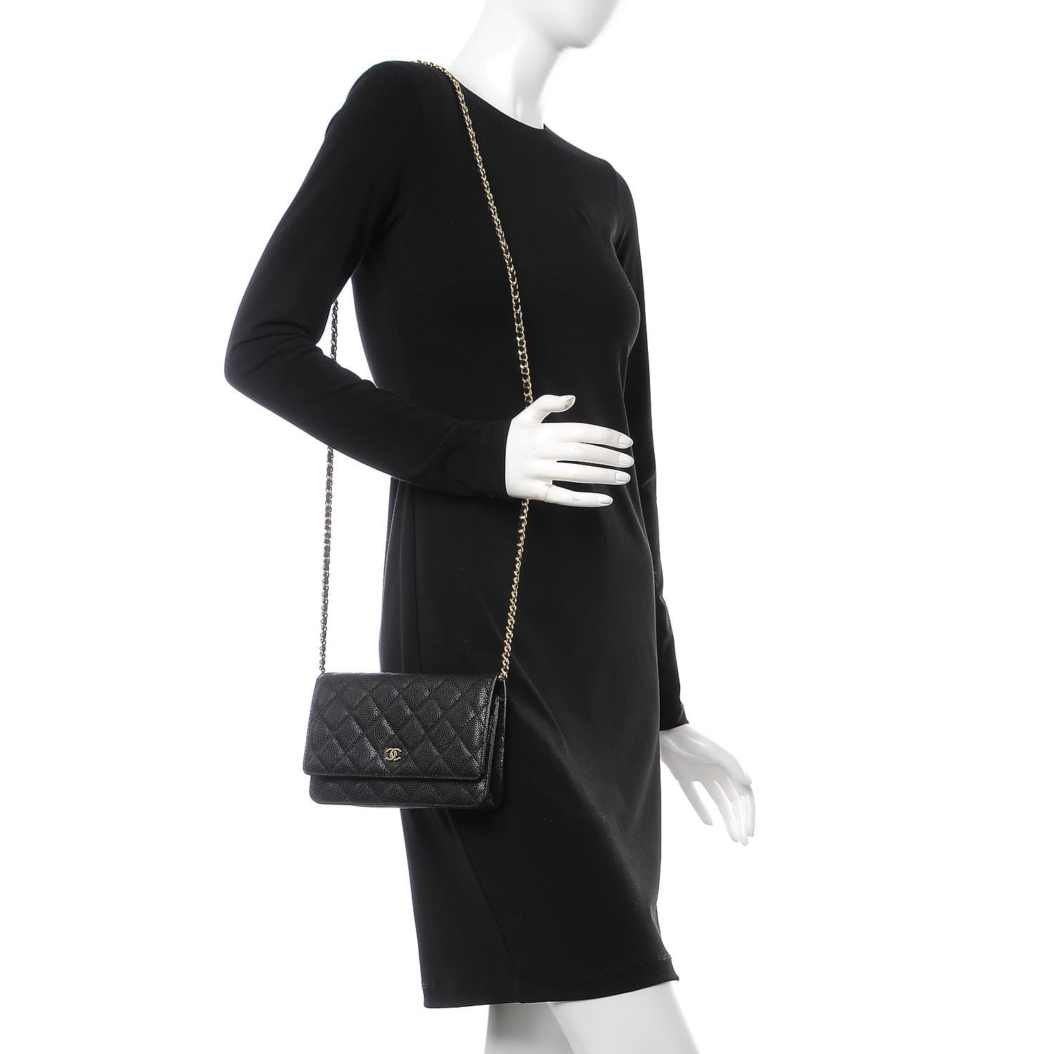 Chanel Caviar Quilted Wallet On Chain WOC Black 2 of 8