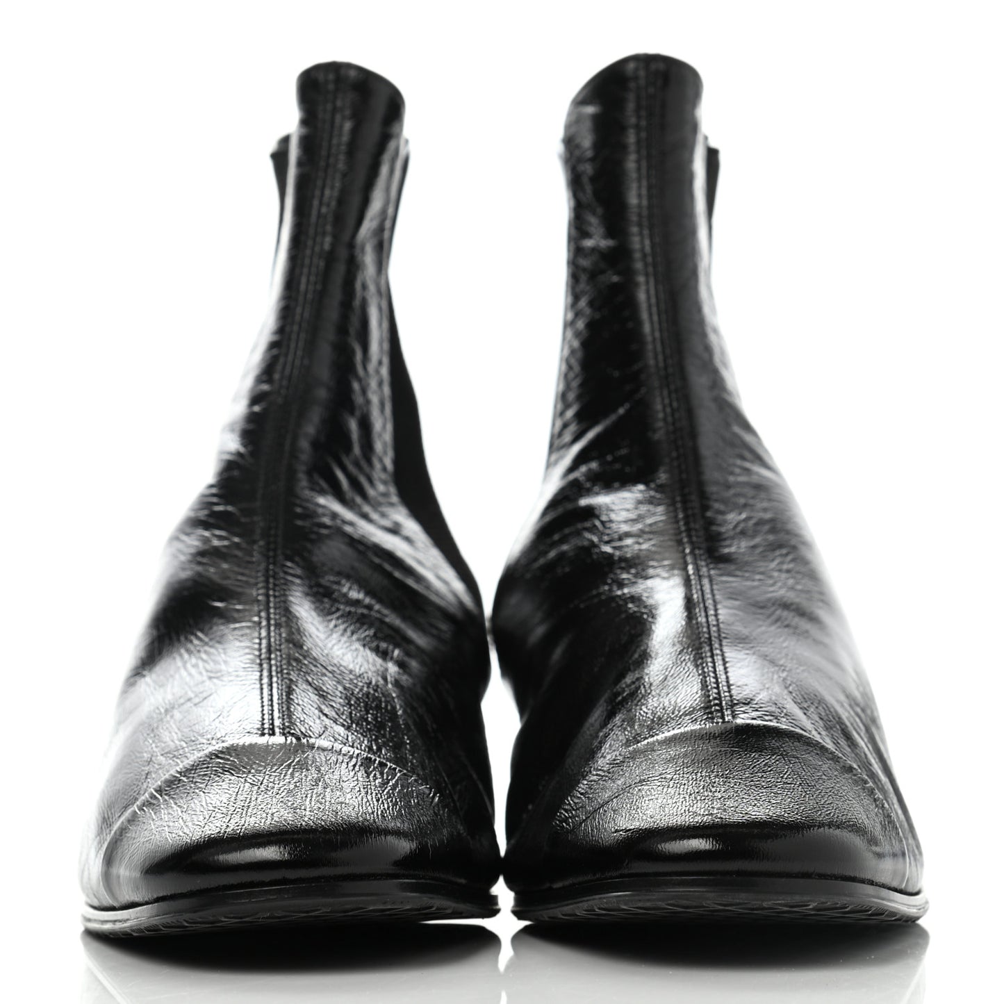 Patent Lambskin Elastic Short Boots 36.5 Black