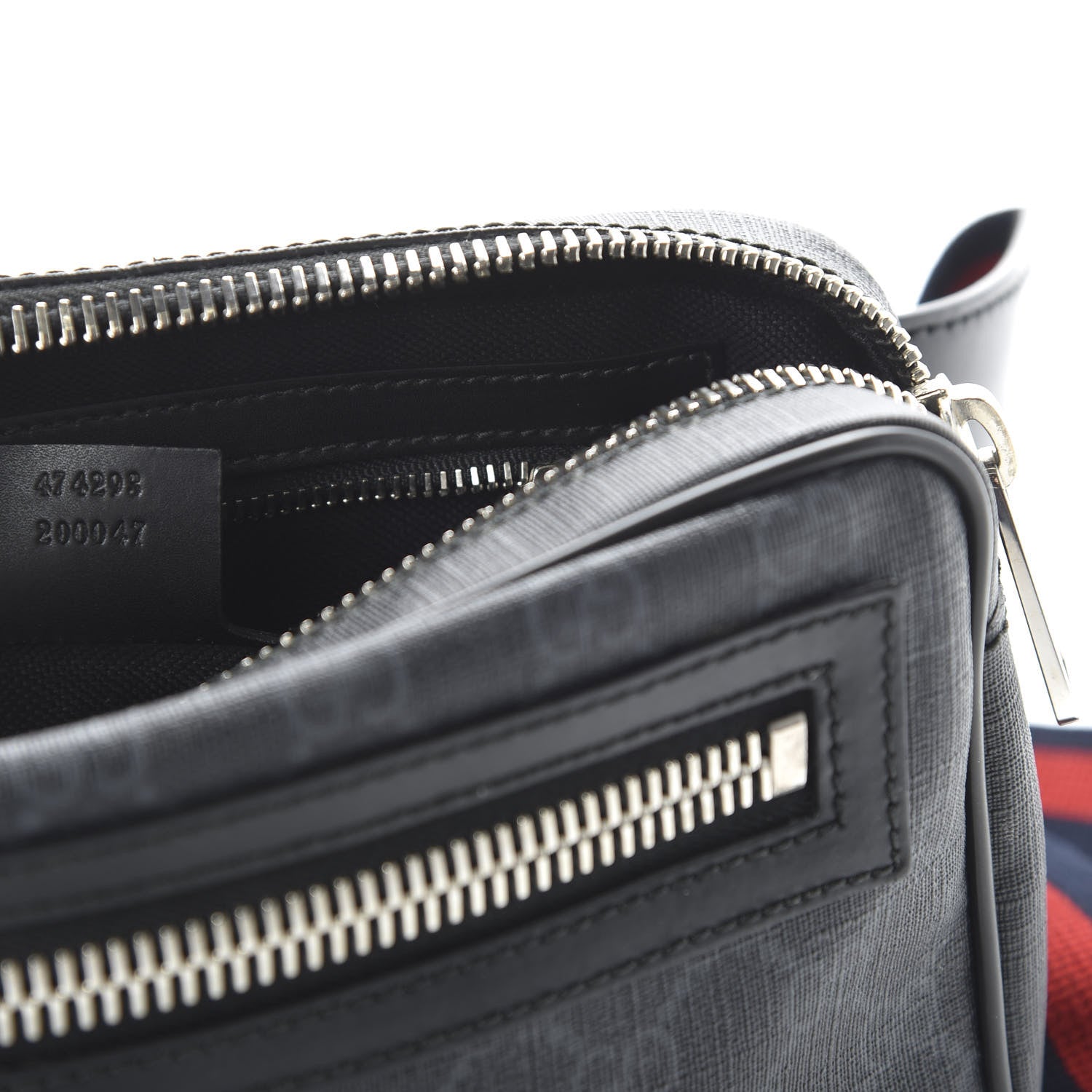 Gucci Soft GG Supreme Monogram Web Belt Bag Black Grey 9 of 11