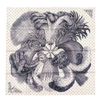 Hermes Silk Plumets Et Panaches Scarf 90 White Black Anthracite 1 of 3