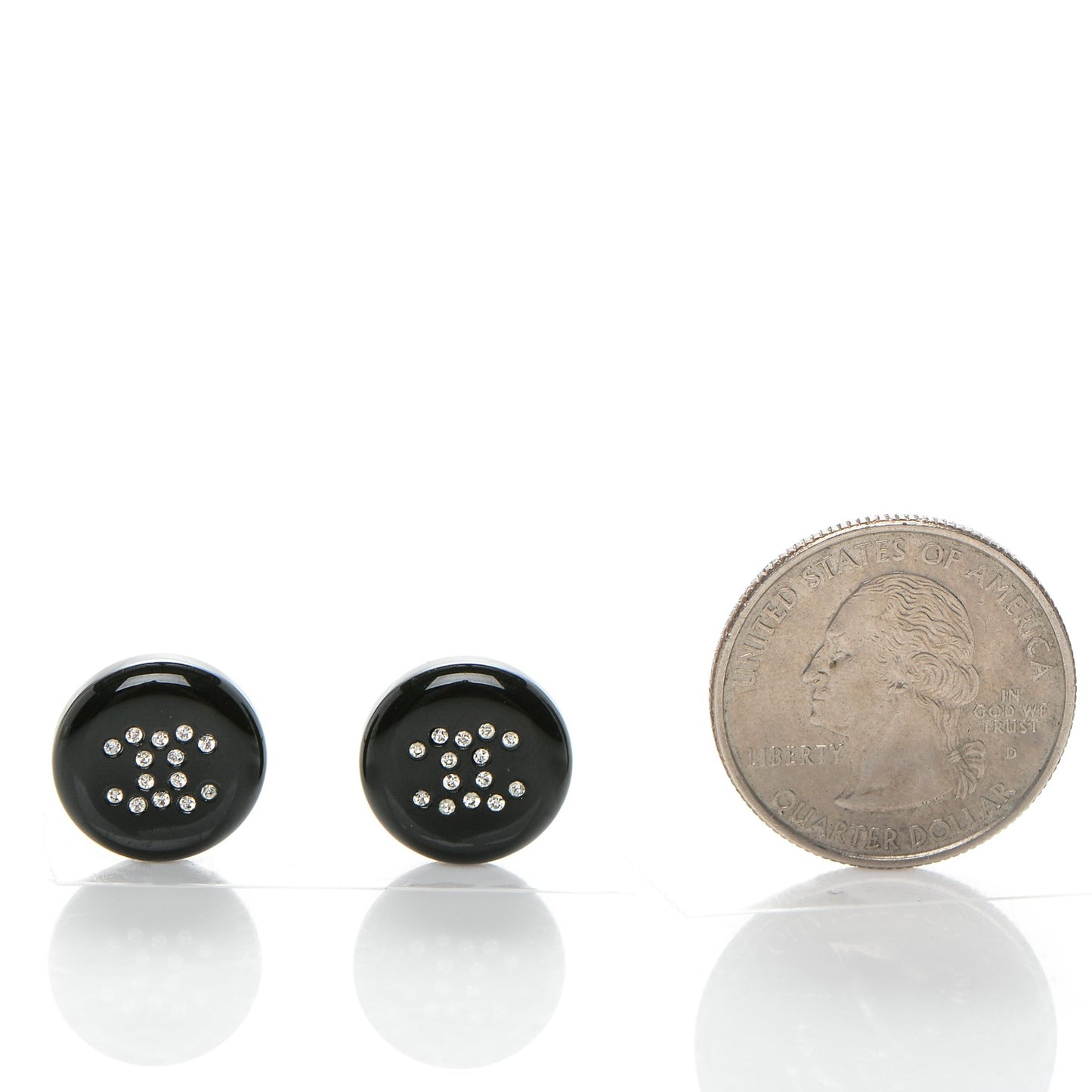 Resin Crystal CC Earrings Black