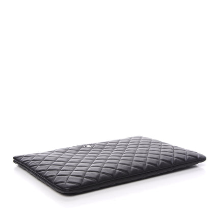 Chanel Lambskin Quilted Large Cosmetic Case Black 3 of 8