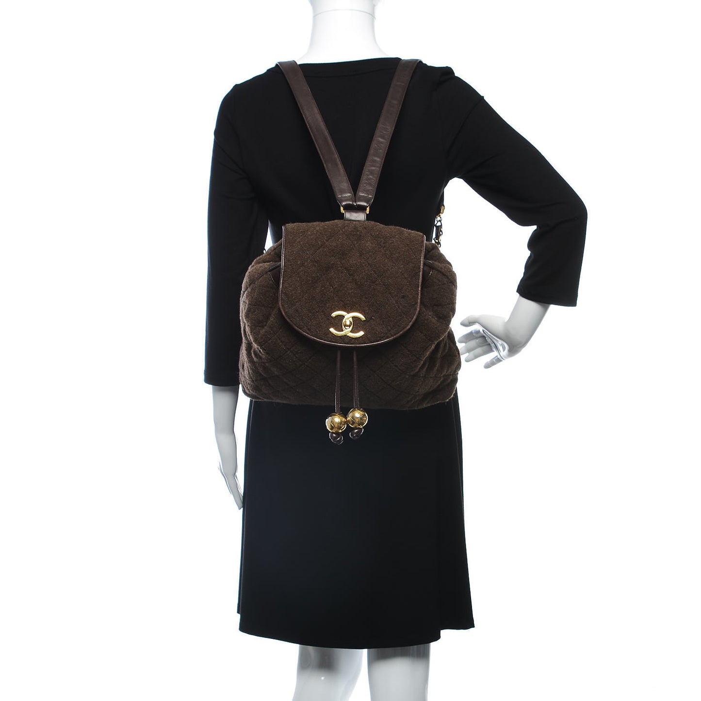 Wool Quilted Backpack Brown