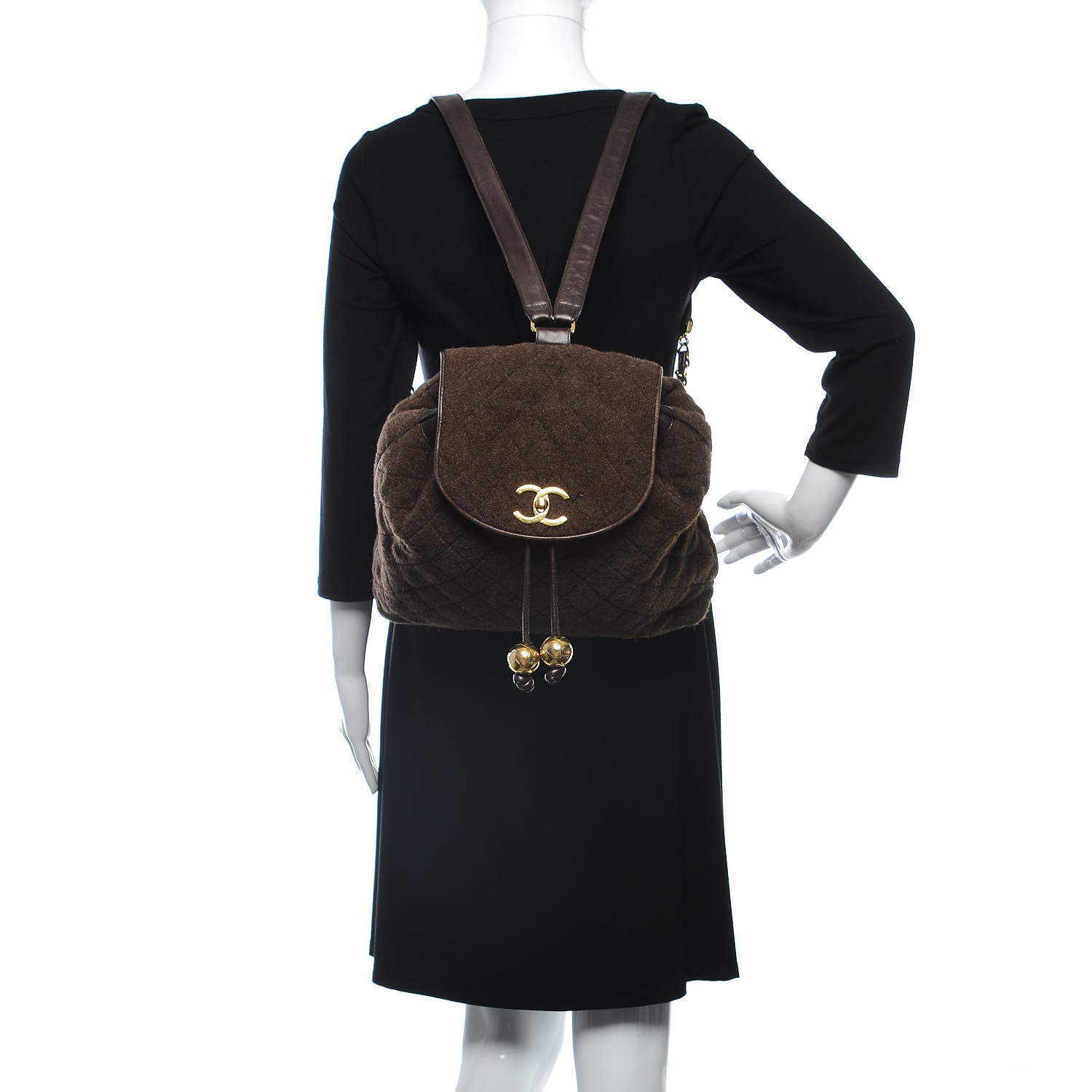 Chanel Wool Quilted Backpack Brown 2 of 15