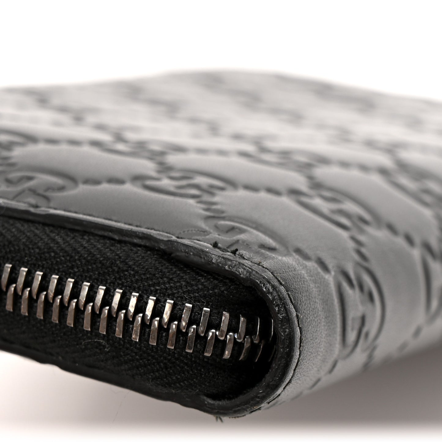 Guccissima Signature Zip Around Organizer Wallet Black
