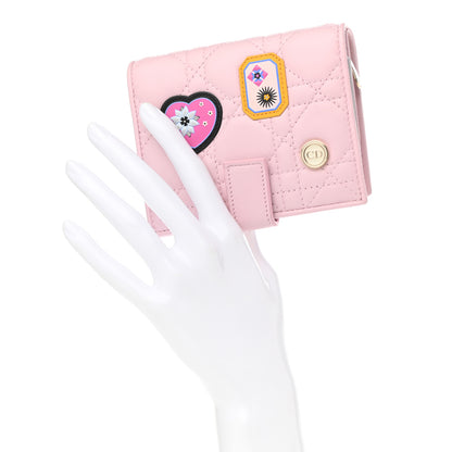 Christian Dior Lambskin Cannage Lucky Badge Eden Wallet Pink 2 of 7