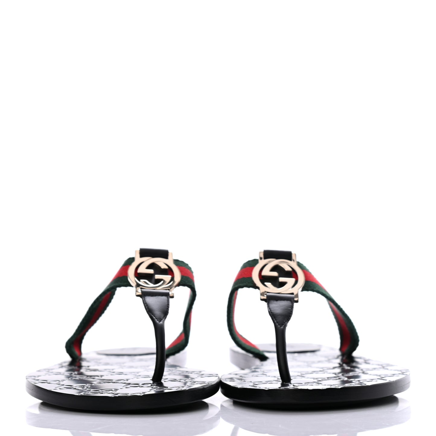 Nylon Guccissima Web Womens Thong Sandals 38 Green Red Black