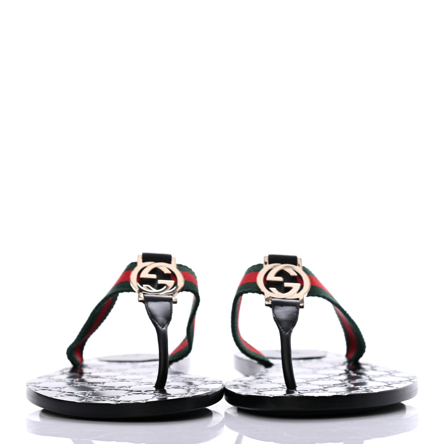 Gucci Nylon Guccissima Web Womens Thong Sandals 38 Green Red Black 2 of 7