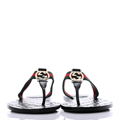 Gucci Nylon Guccissima Web Womens Thong Sandals 38 Green Red Black 2 of 7