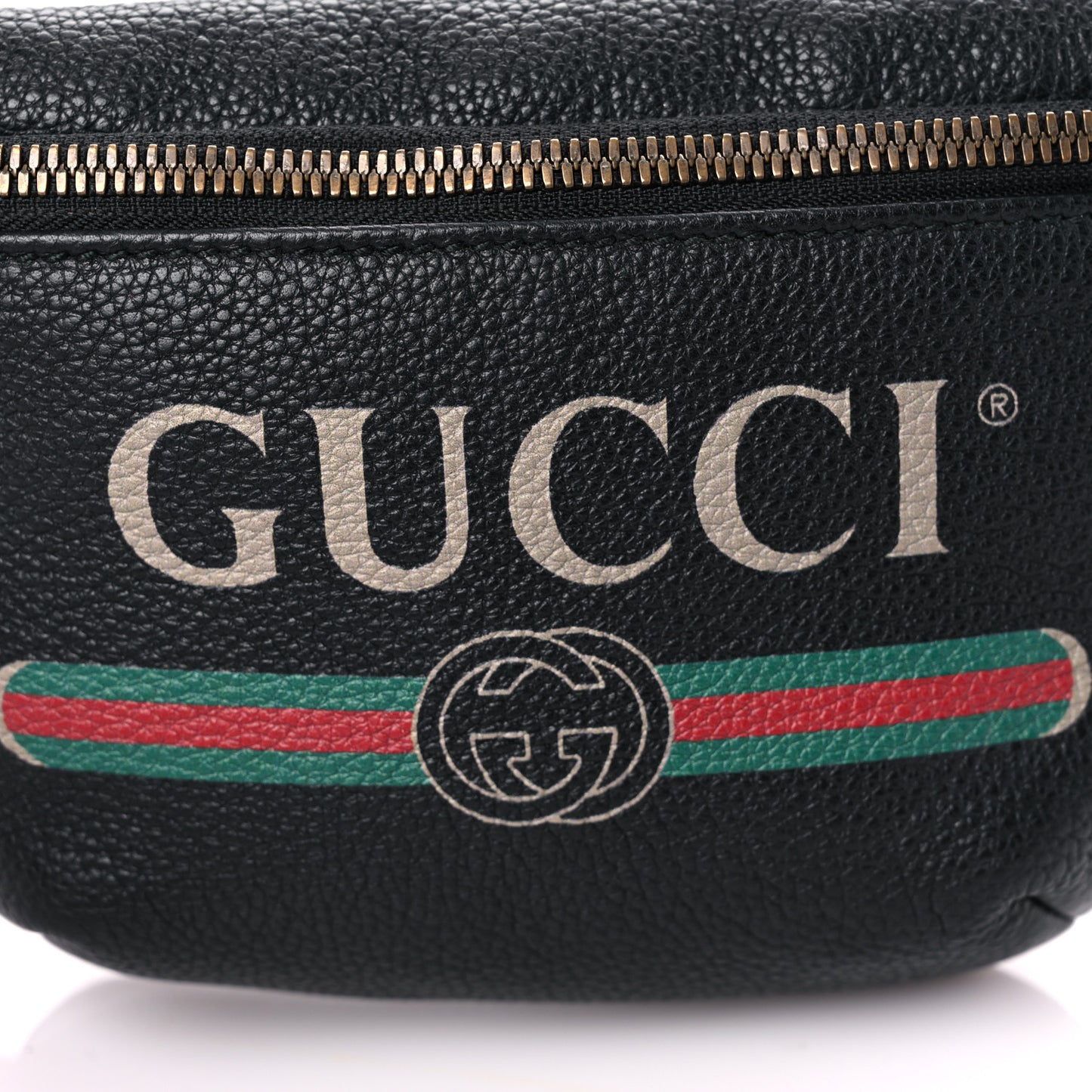 Grained Calfskin Small Logo Belt Bag Black