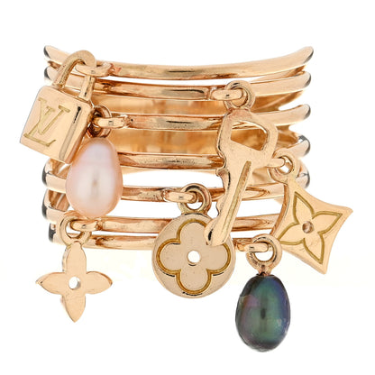 Louis Vuitton 18K Yellow Gold Freshwater Pearl Monogram Charm Ring 58 8.25 1 of 4