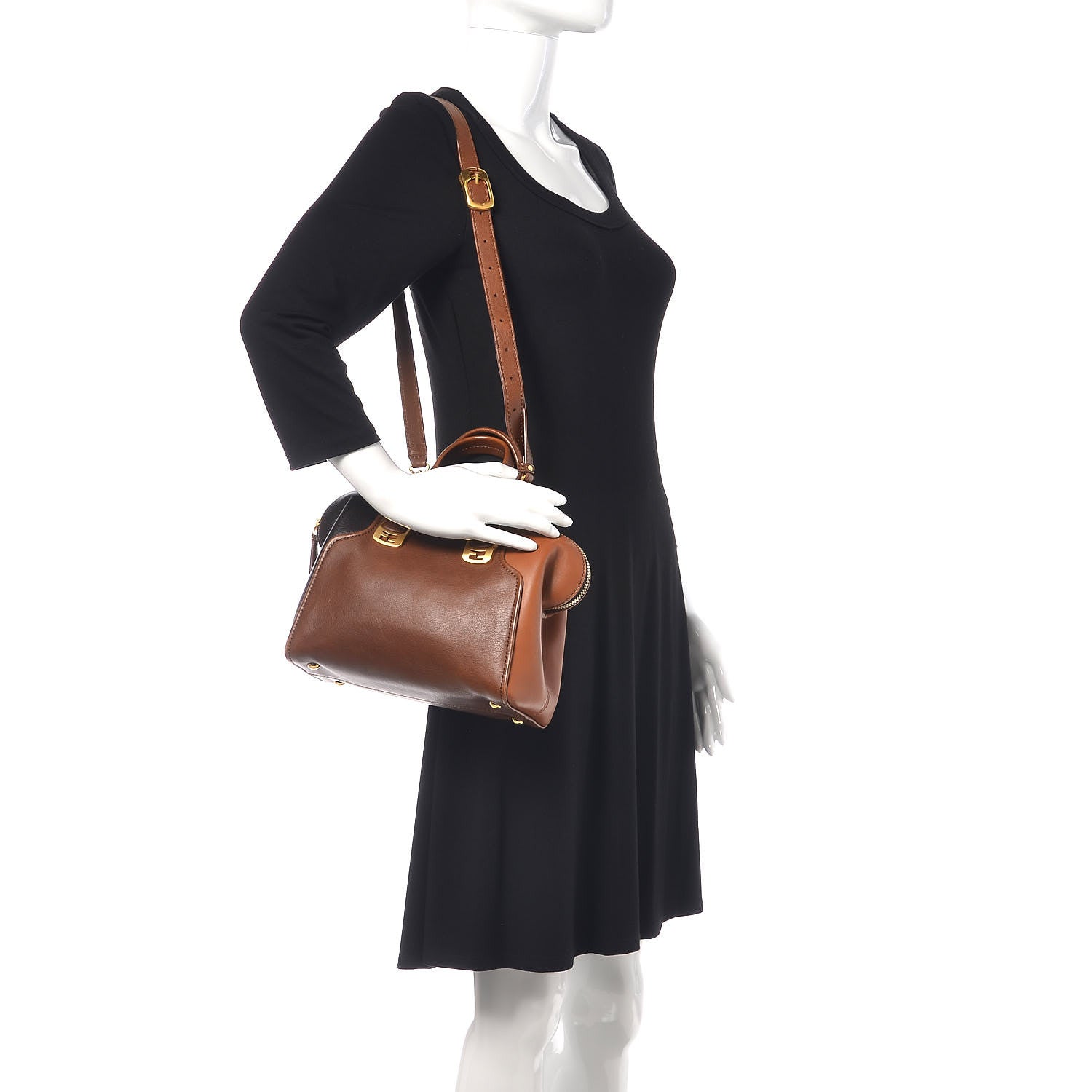 Fendi Capra Vitello Dolce Marmol Colorblock Small Chameleon Tote Moro Biscotti 2 of 9