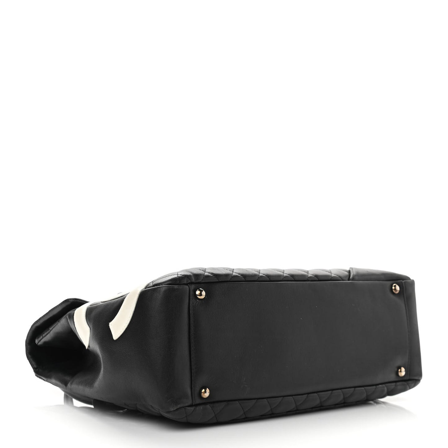 Calfskin Quilted Large Cambon Flap Black White