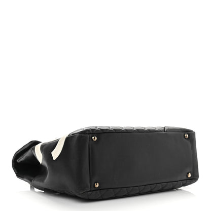 Chanel Calfskin Quilted Large Cambon Flap Black White 4 of 10