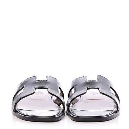 Hermes Box Calfskin Oran Sandals 36 Black 2 of 10