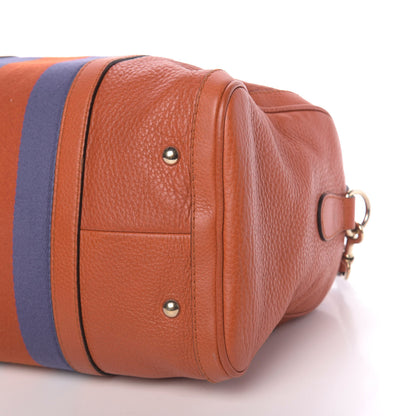 Gucci Calfskin Vintage Web Medium Boston Orange Blue 10 of 11