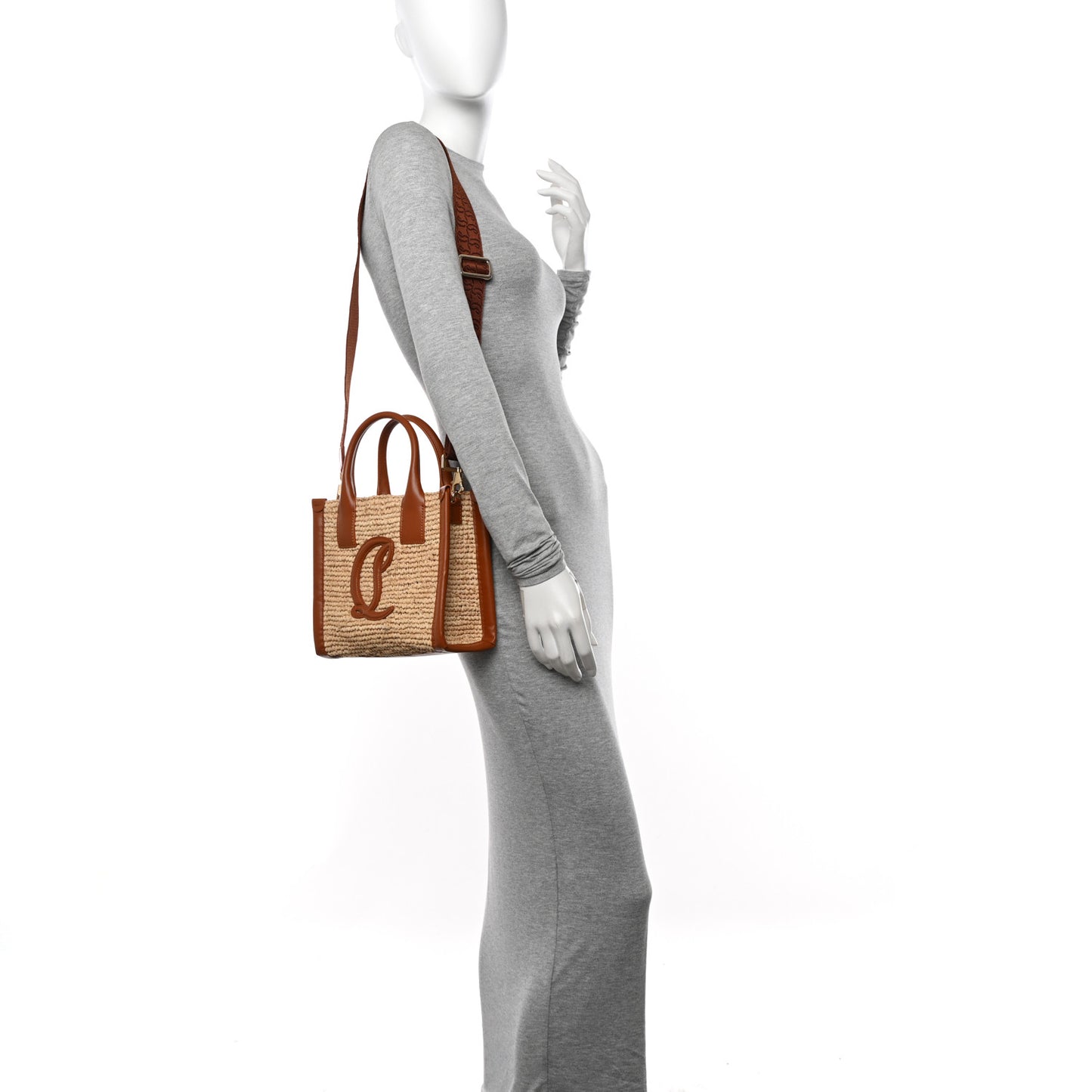 Raffia Calfskin Mini By My Side Tote Beige