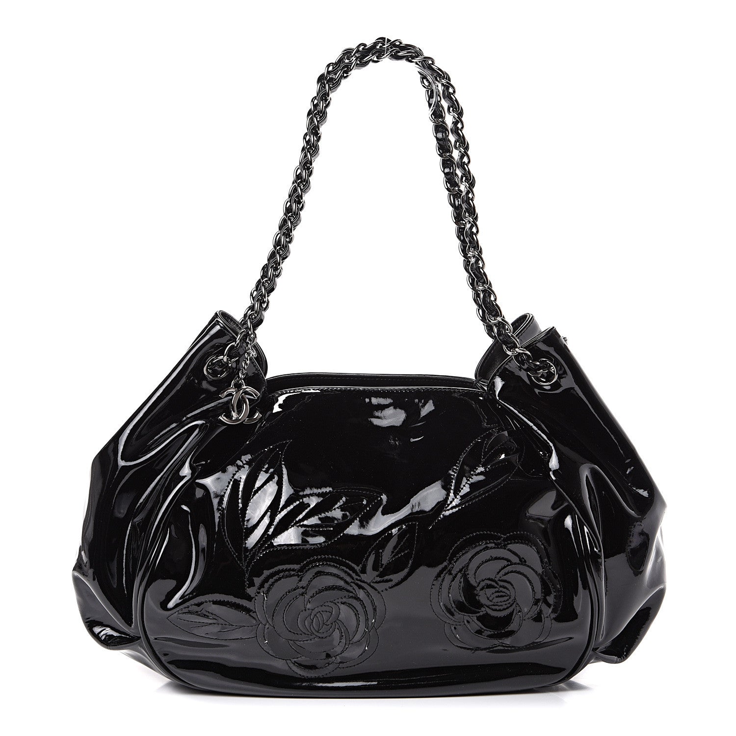 Chanel Patent Camellia Shoulder Bag Black 1 of 14