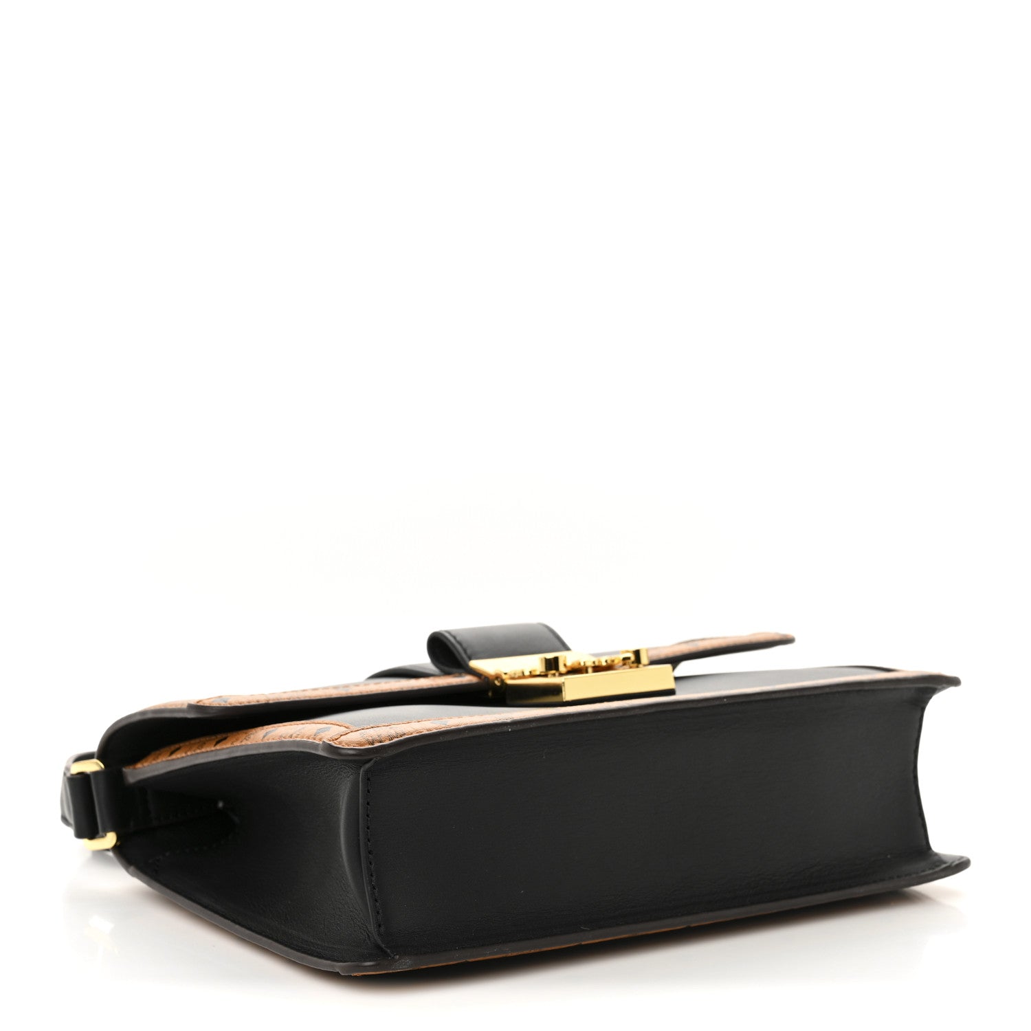 MCM Calfskin Visetos Monogram Studded Tracy Crossbody Bag Black Cognac 4 of 10