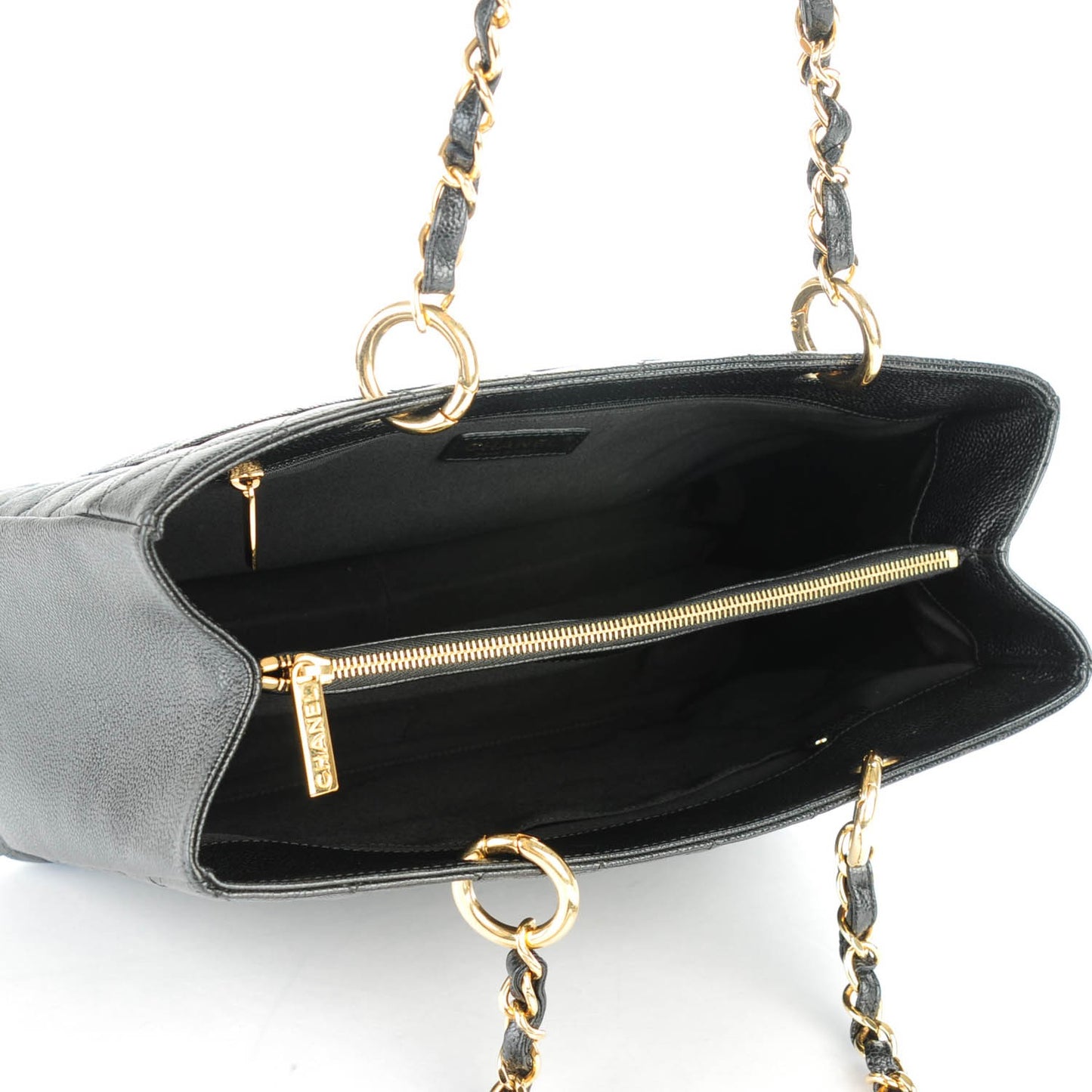Caviar Quilted Grand Shopping Tote GST Black