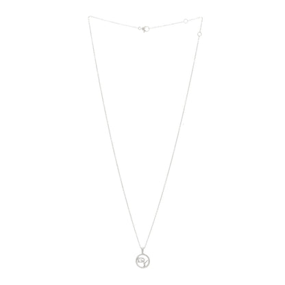 David Yurman 18K White Gold Diamond DY Logo Necklace 3 of 4