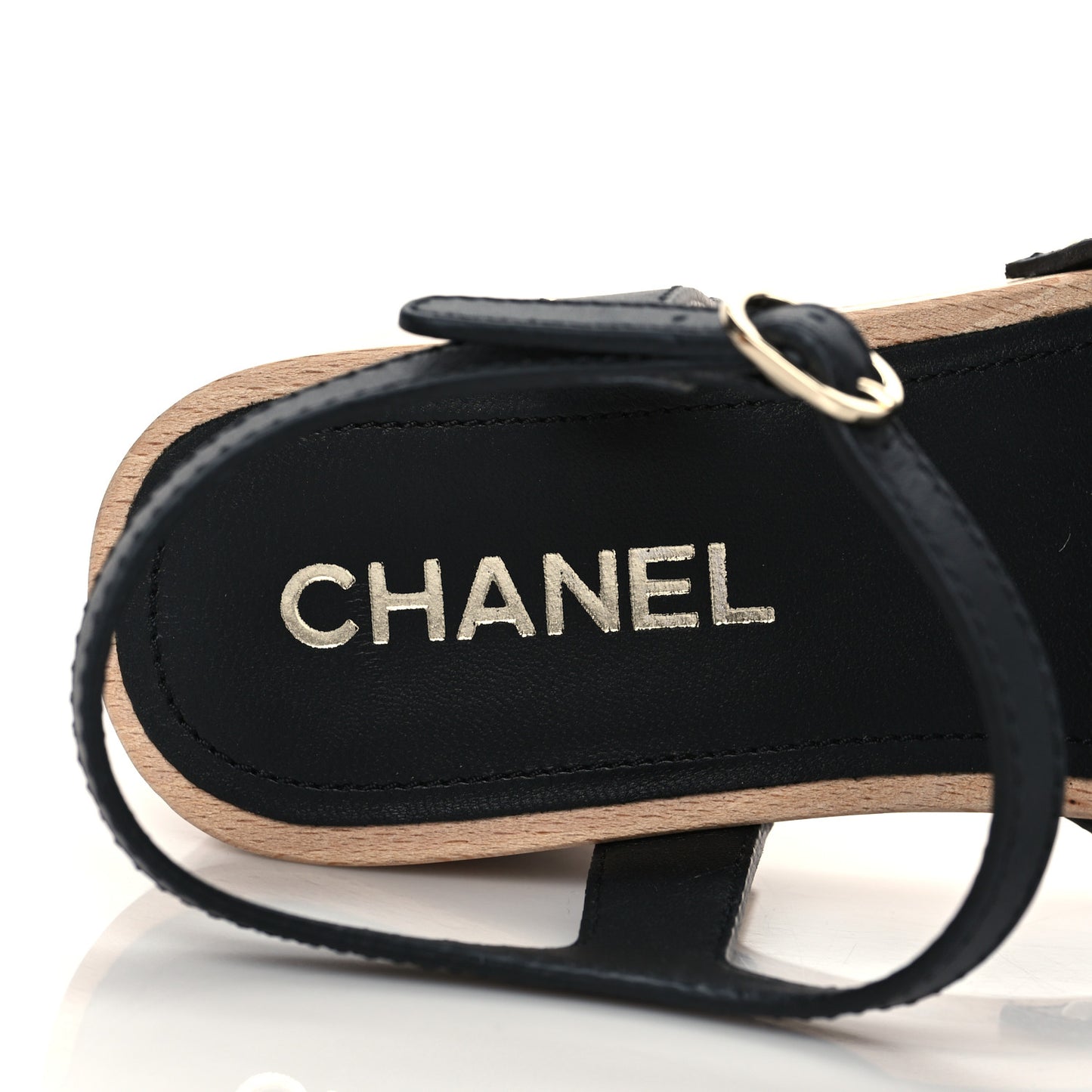 Cork Wood Mykonos Wedge 38 Black