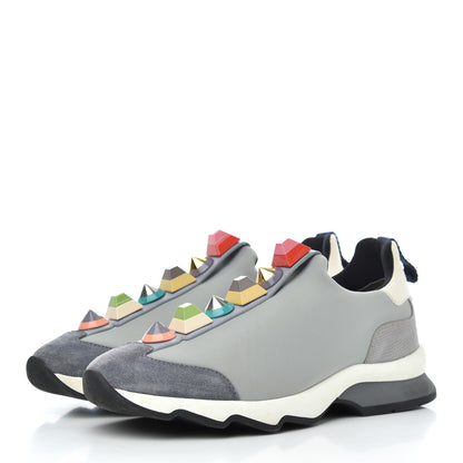 Fendi Neoprene Calfskin Rainbow Studded Sneaker 35.5 Gray 3 of 15