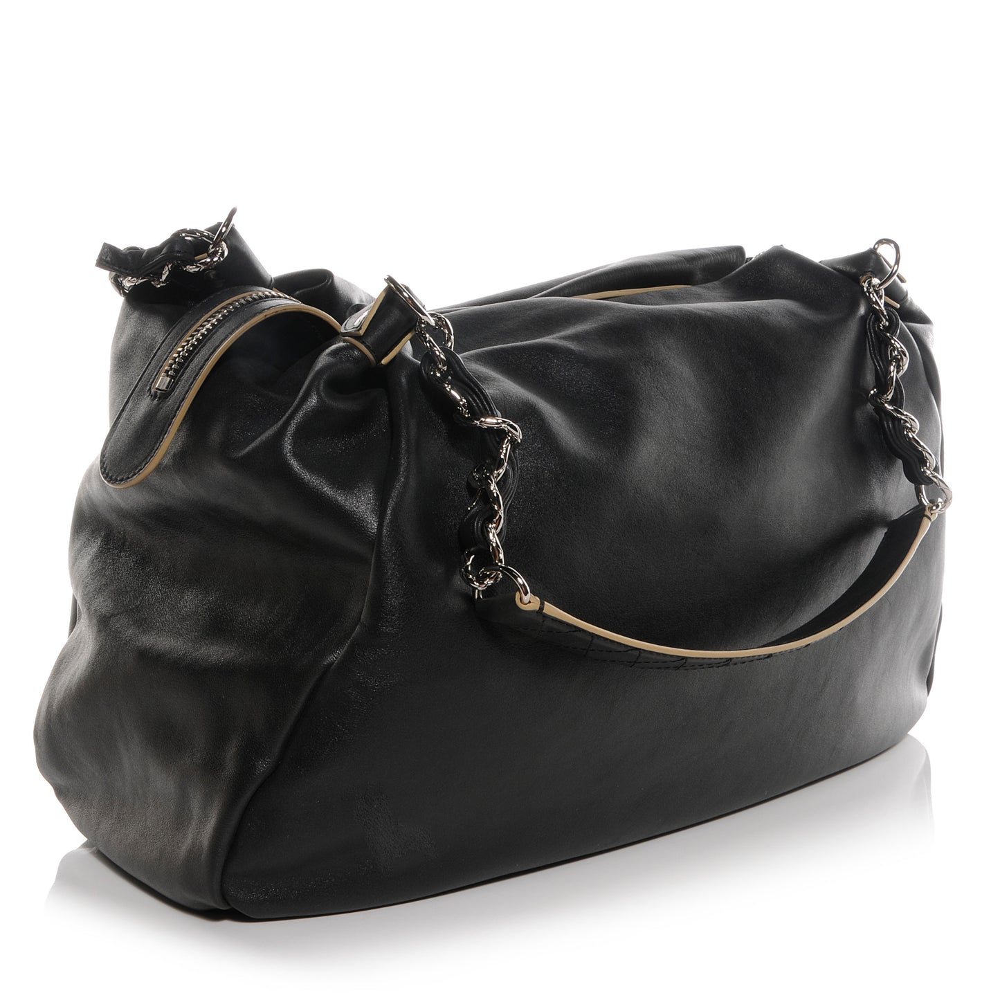 Lambskin Edgy Large Shoulder Bag Black