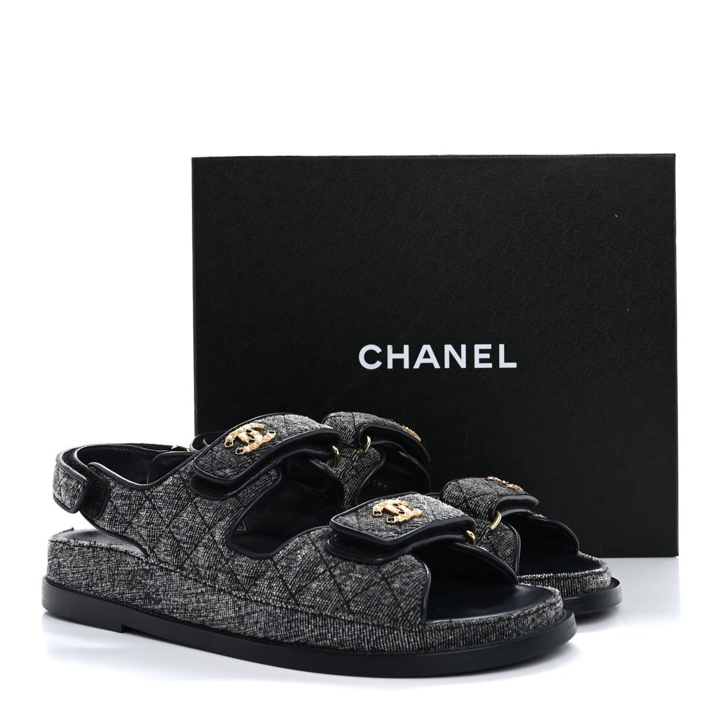 Velvet Velcro Dad Sandals 38.5 Grey