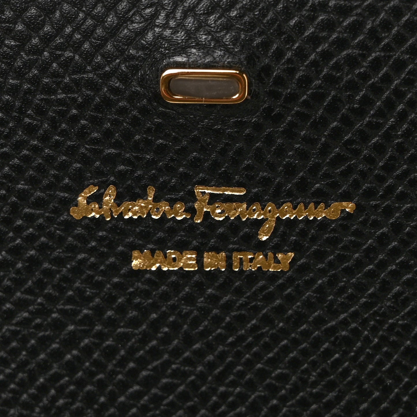 Hammered Calfskin Gancio Wallet On Chain Black