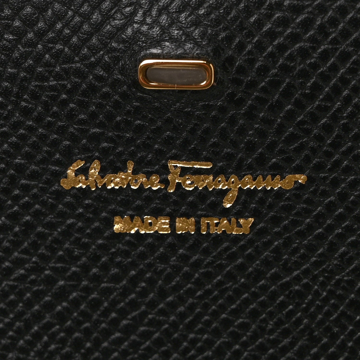 Salvatore Ferragamo Hammered Calfskin Gancio Wallet On Chain Black 5 of 7