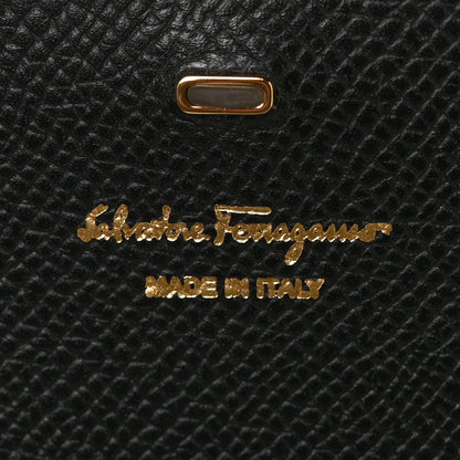 Salvatore Ferragamo Hammered Calfskin Gancio Wallet On Chain Black 5 of 7
