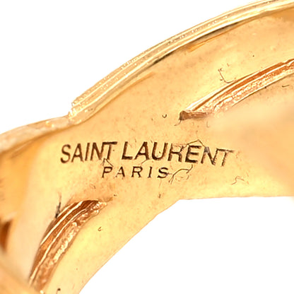 Saint Laurent Straited Brass Monogram Ring 6 Gold 4 of 4