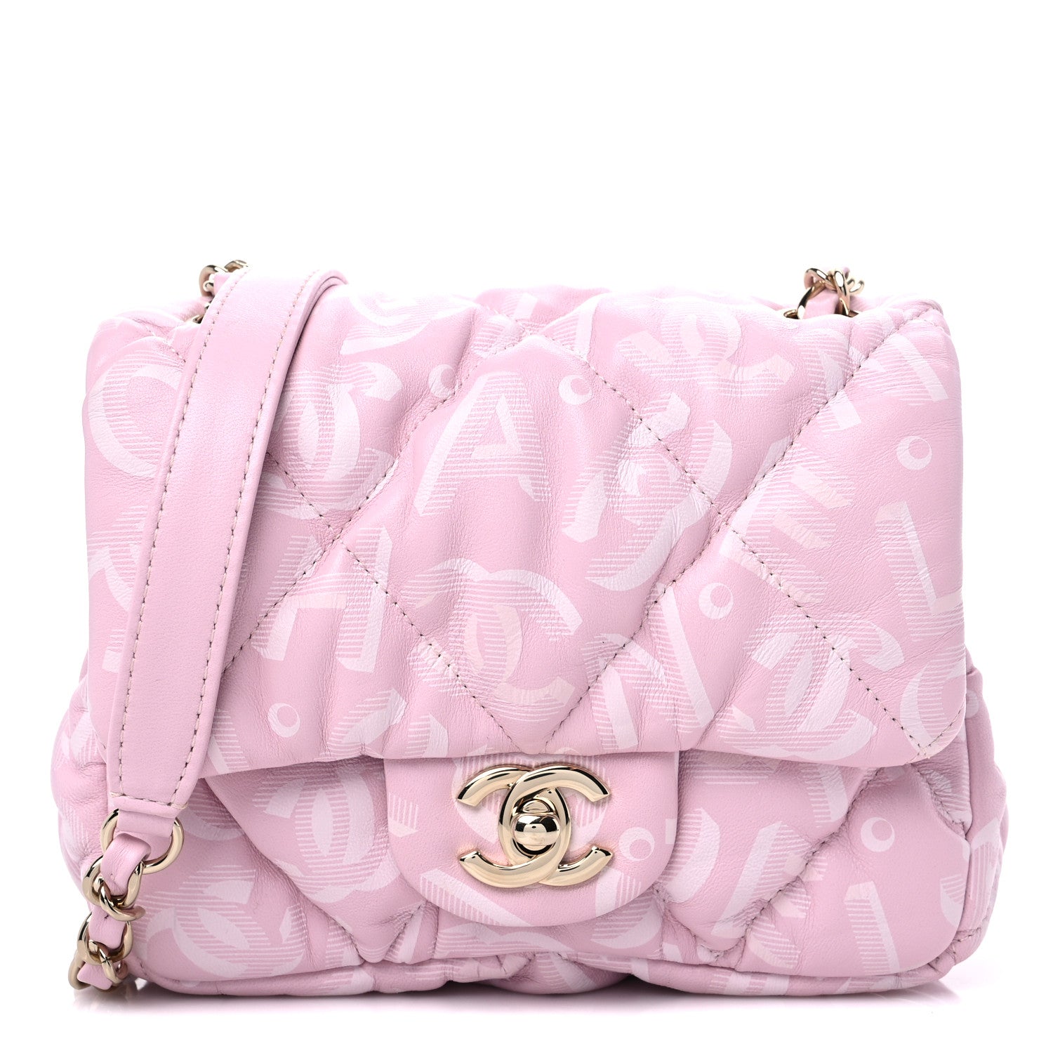 Chanel Printed Lambskin Quilted CC Mini Flap Pink 1 of 10