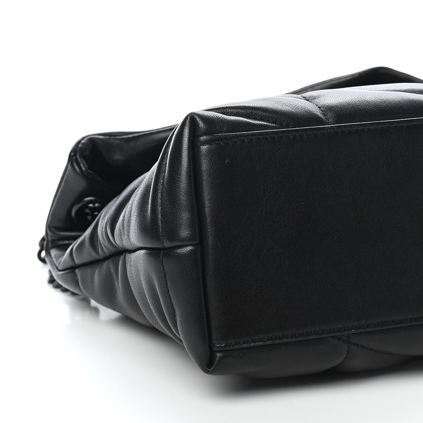 Lambskin Quilted Small Loulou Puffer Monogram Chain Satchel Black
