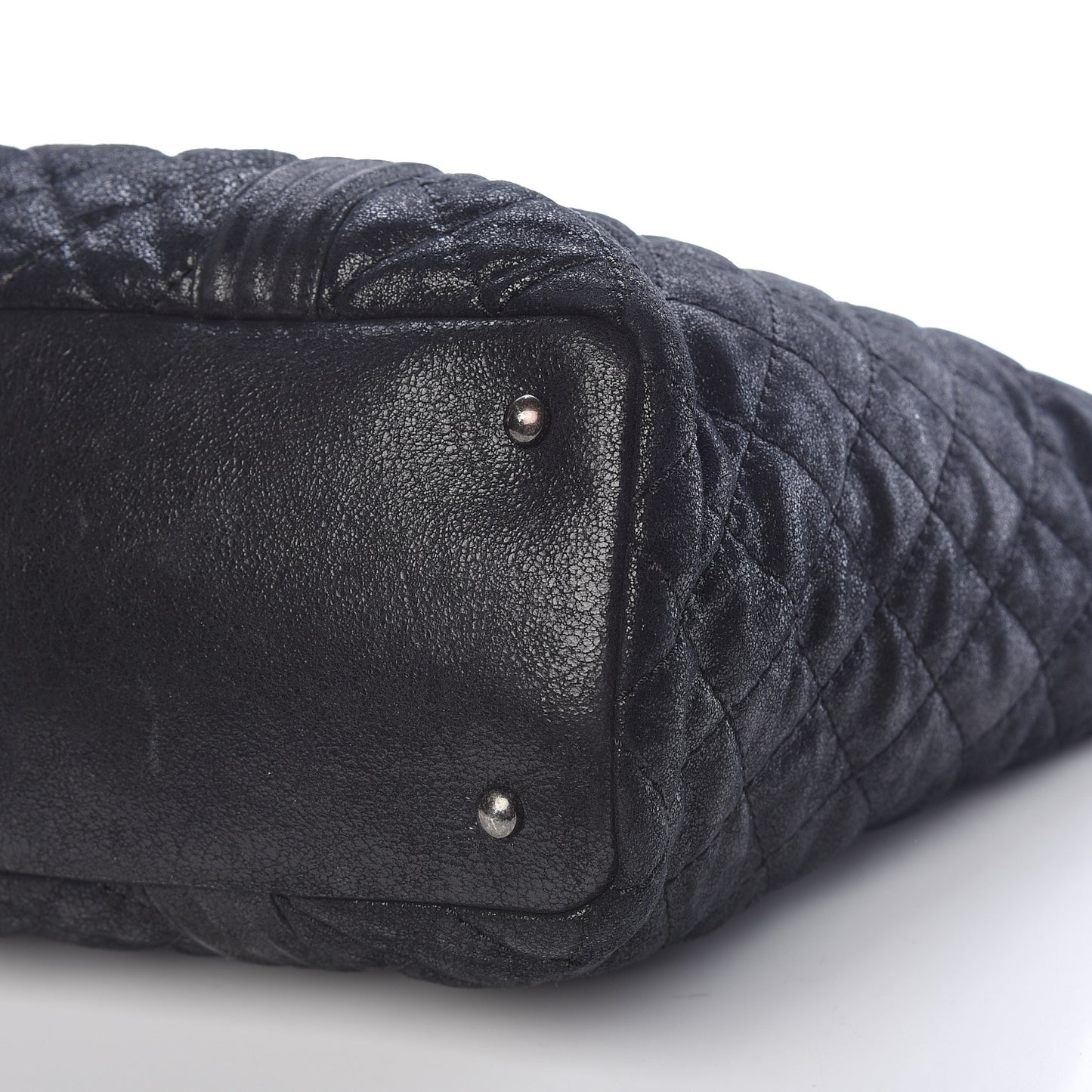 Goatskin Quilted Large Gentle Boy Shopping Tote Black