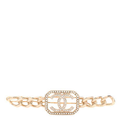 Chanel Crystal Chain CC Vendome Hair Clip Barrette Gold 1 of 3
