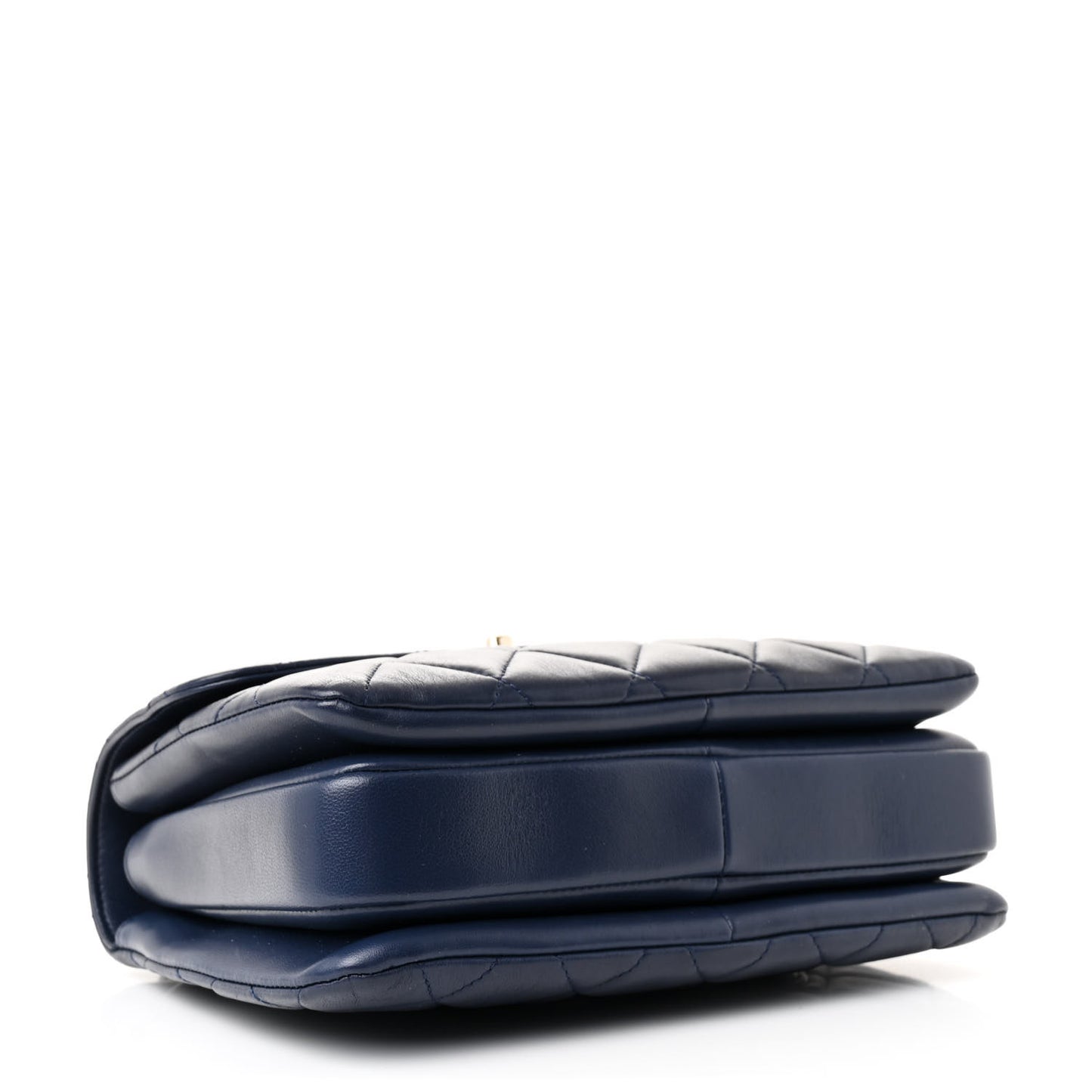 Lambskin Quilted Small Trendy CC Flap Dual Handle Bag Navy
