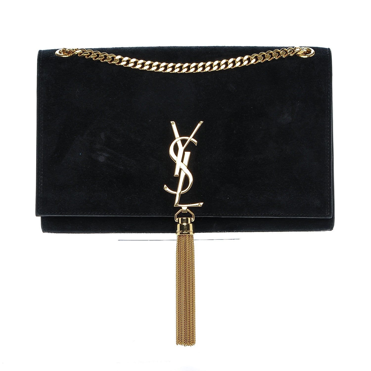 Saint Laurent Suede Medium Classic Monogram Kate Tassel Satchel Black 1 of 6