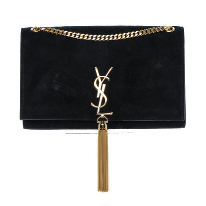 Saint Laurent Suede Medium Classic Monogram Kate Tassel Satchel Black 1 of 6