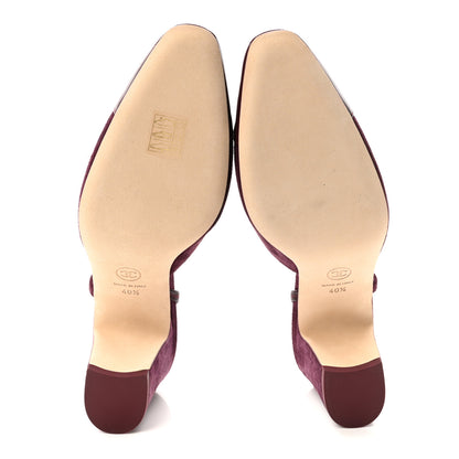 Chanel Suede Patent Cap Toe CC Slingback Pumps 40.5 Burgundy 6 of 10