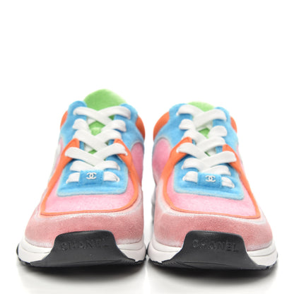 Chanel Fabric Suede Calfskin CC Sneakers 39 White Multicolor 2 of 8