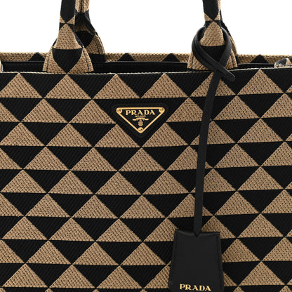 Prada Jacquard Saffiano Triangolo Symbole Embroidered Small Tote Black Corda 7 of 9
