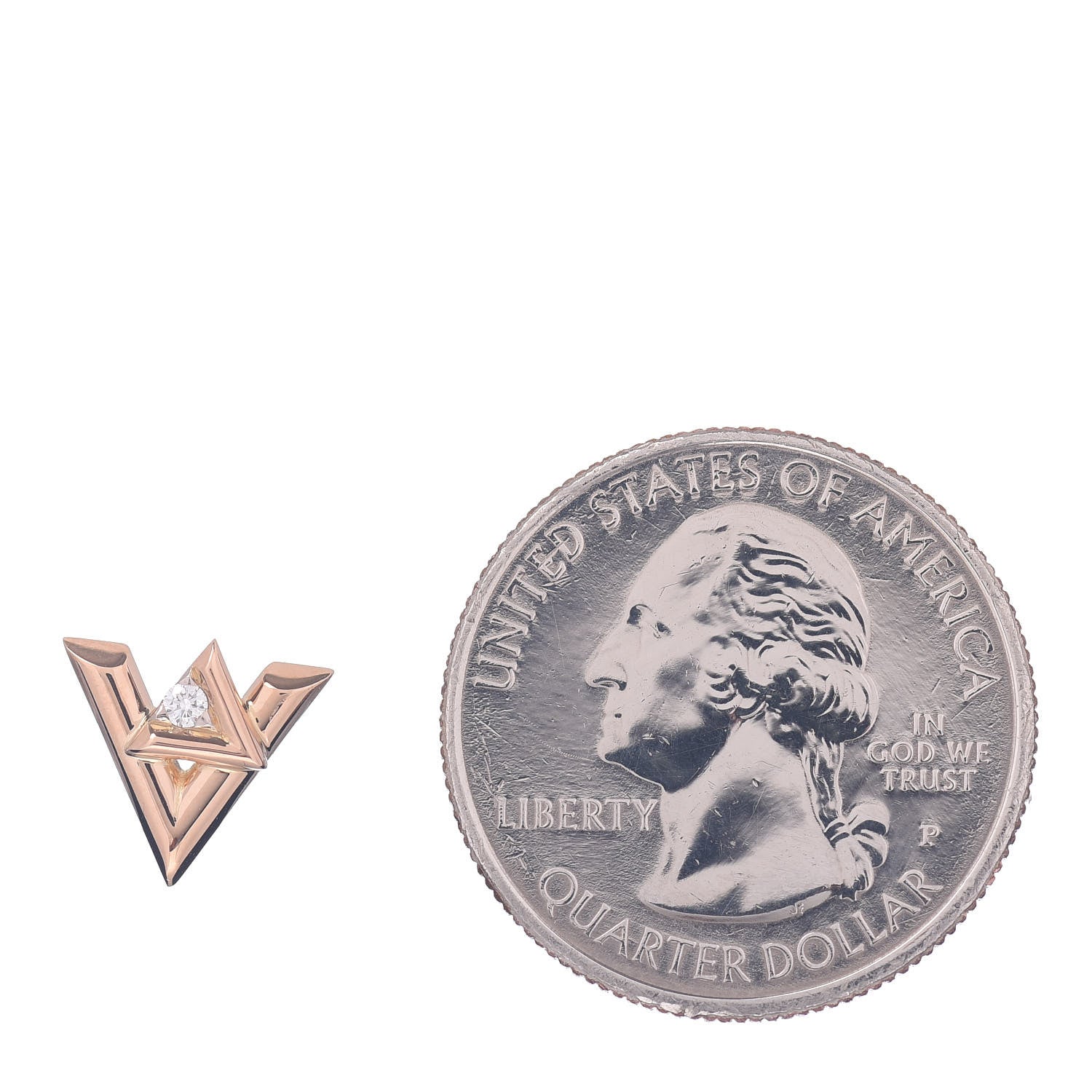Louis Vuitton 18K Pink Gold Diamond LV Volt Single Stud Earring 2 of 5