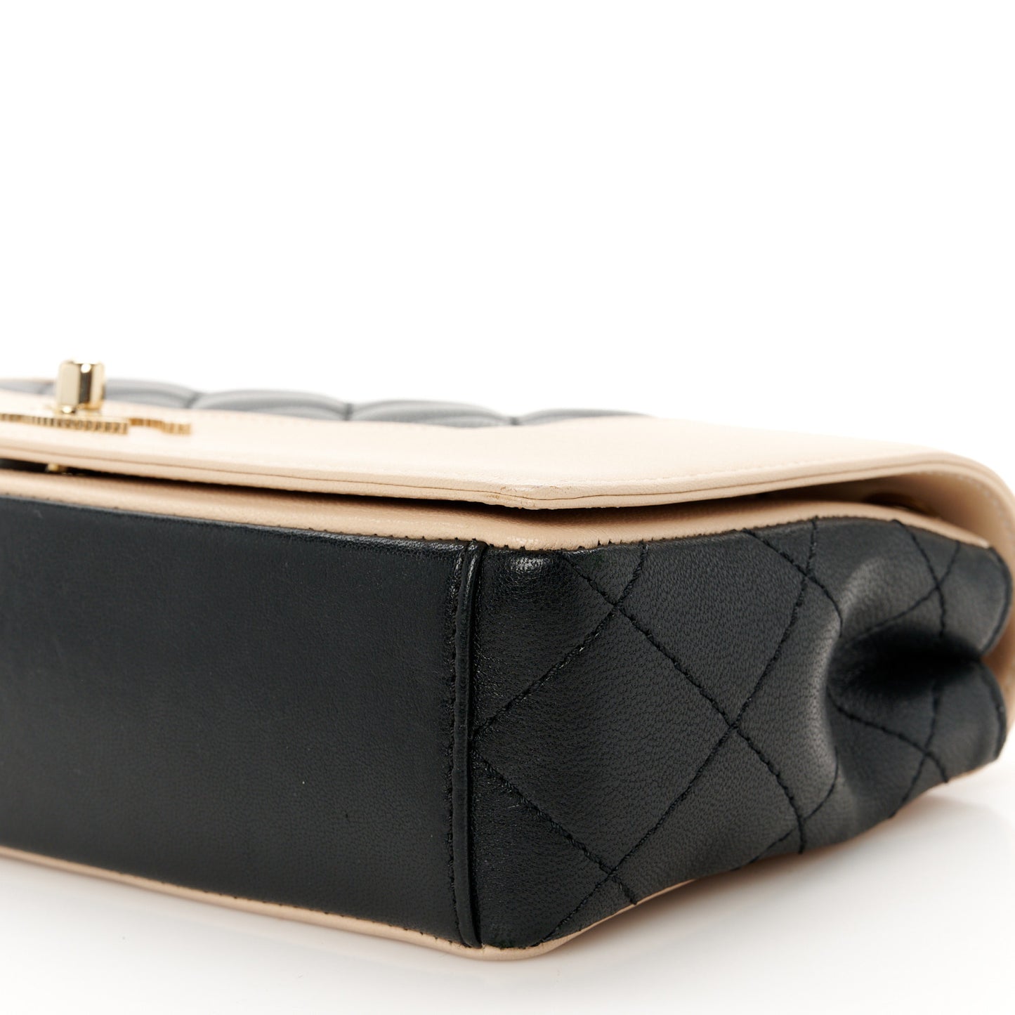 Sheepskin Quilted Medium Vintage Mademoiselle Flap Beige Black