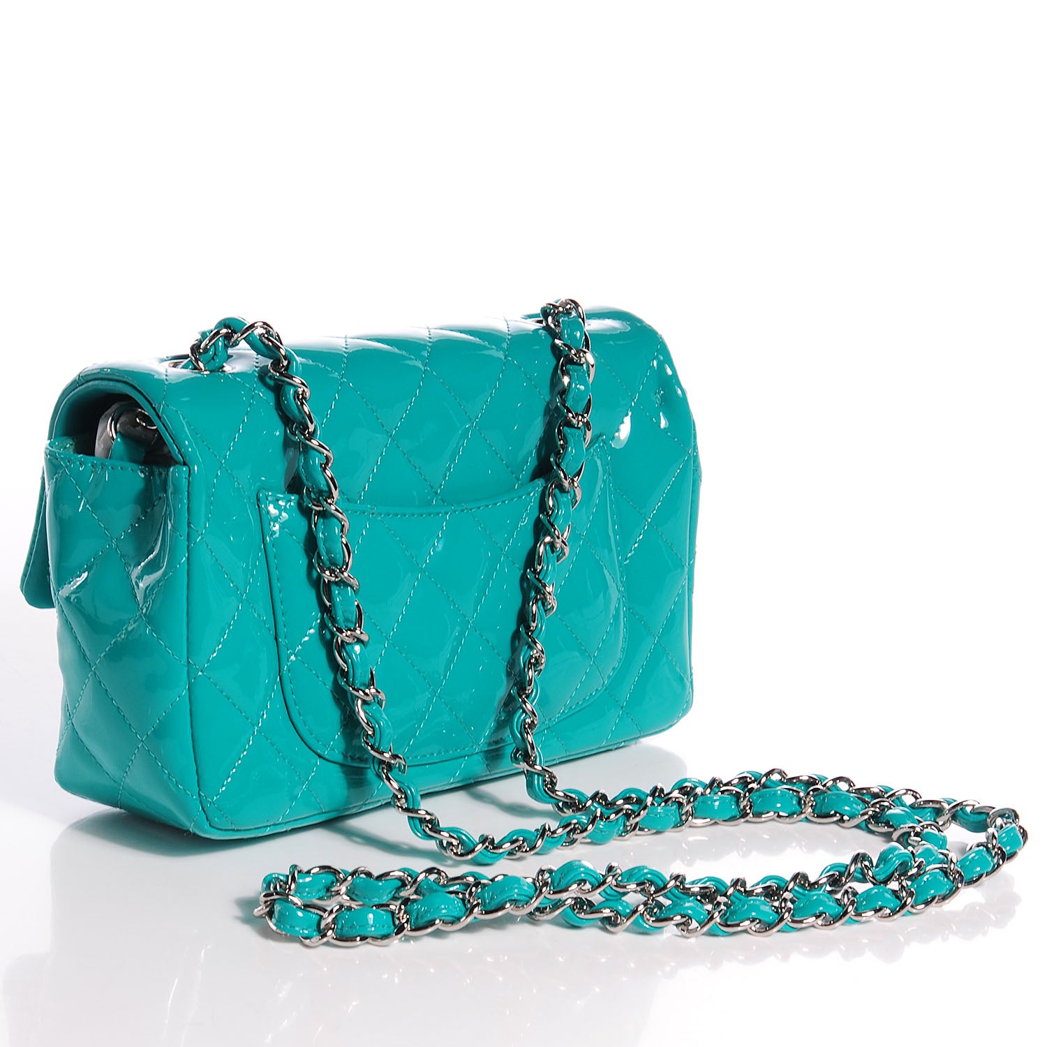 Chanel Patent Quilted Mini Flap Green 3 of 8