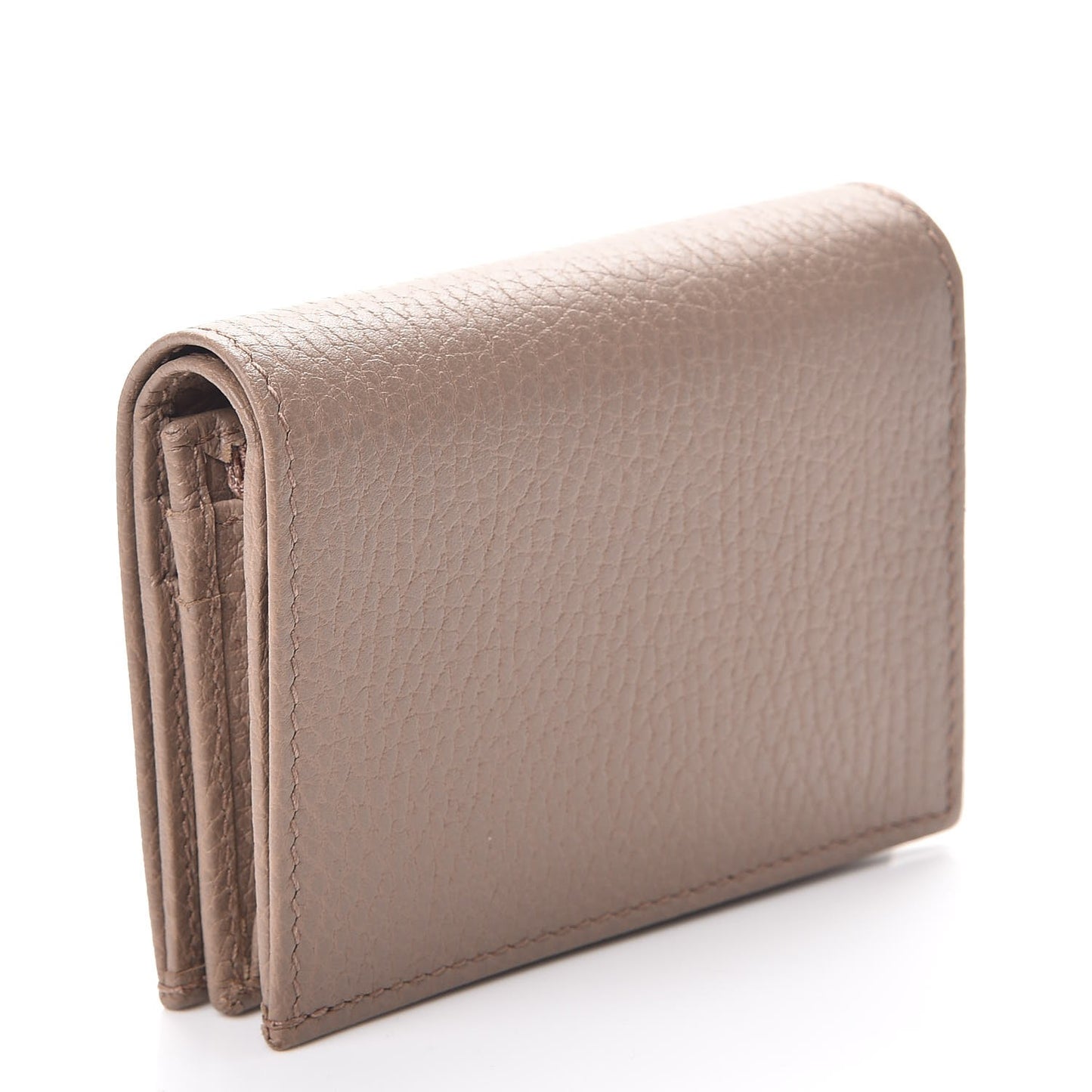 Pebbled Calfskin GG Marmont Card Case Porcelain Rose