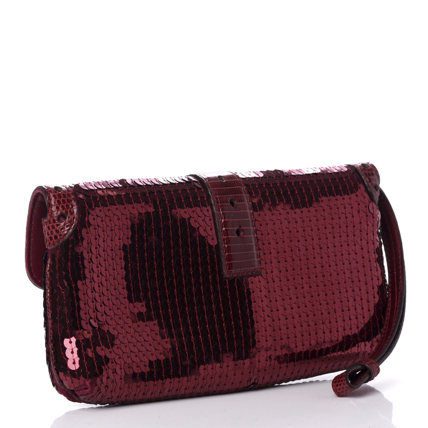 Gucci Sequin Lizard Crystal Wristlet Clutch Bag Bordeaux 3 of 7